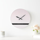 お名前 |薄い白と差し込みバラグラデーションストライプ ラージ壁時計 (ホーム)