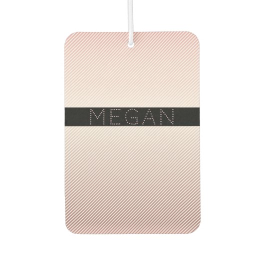 お名前 |薄型バラグラデーションおよび白ストライプ色 カーエアーフレッシュナー (正面)