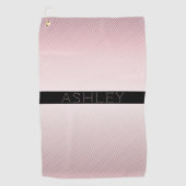 お名前 |薄型バラグラデーションおよび白ストライプ色 ゴルフタオル (正面)