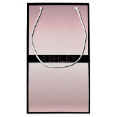 お名前 |薄型バラグラデーションおよび白ストライプ色 スモールペーパーバッグ (裏面)