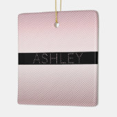 お名前 |薄型バラグラデーションおよび白ストライプ色 セラミックオーナメント (左)