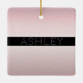 お名前 |薄型バラグラデーションおよび白ストライプ色 セラミックオーナメント (裏面)