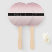 お名前 |薄型バラグラデーションおよび白ストライプ色 ハンドファン (正面&裏面)