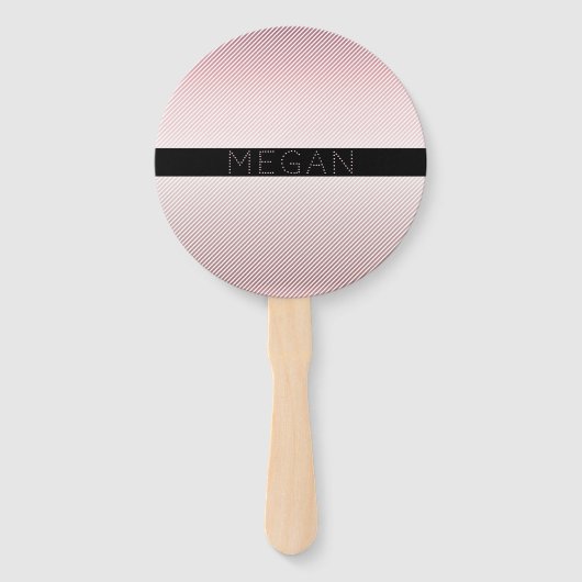 お名前 |薄型バラグラデーションおよび白ストライプ色 ハンドファン (正面)