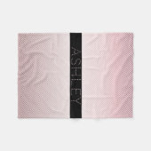 お名前 |薄型バラグラデーションおよび白ストライプ色 フリースブランケット (正面(横))