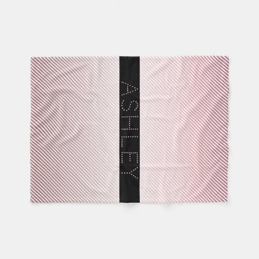 お名前 |薄型バラグラデーションおよび白ストライプ色 フリースブランケット (正面(横))