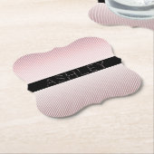 お名前 |薄型バラグラデーションおよび白ストライプ色 ペーパーコースター (アングル)