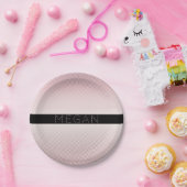 お名前 |薄型バラグラデーションおよび白ストライプ色 ペーパープレート (パーティー)