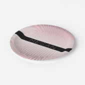 お名前 |薄型バラグラデーションおよび白ストライプ色 ペーパープレート (アングル)