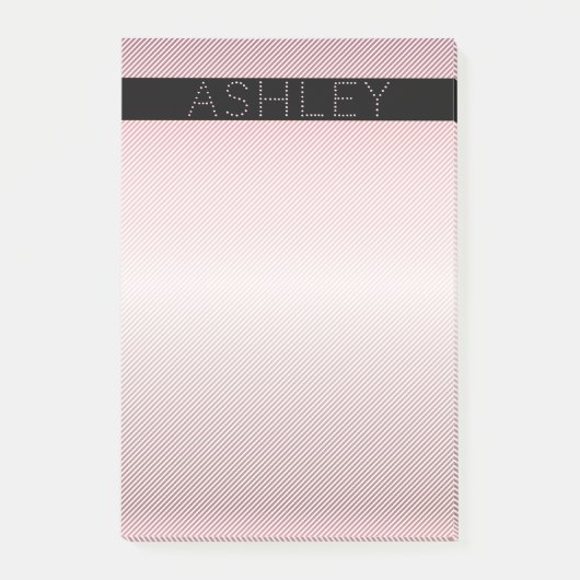 お名前 |薄型バラグラデーションおよび白ストライプ色 ポストイット (正面)