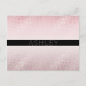 お名前 |薄型バラグラデーションおよび白ストライプ色 ポストカード (正面)