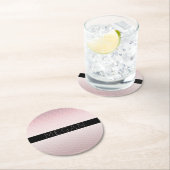 お名前 |薄型バラグラデーションおよび白ストライプ色 ラウンドペーパーコースター (インサイチュ)