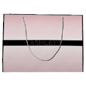 お名前 |薄型バラグラデーションおよび白ストライプ色 ラージペーパーバッグ (裏面)