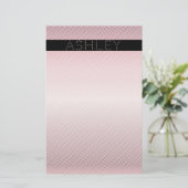 お名前 |薄型バラグラデーションおよび白ストライプ色 便箋 (スタンド正面)