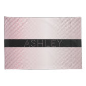 お名前 |薄型バラグラデーションおよび白ストライプ色 枕カバー (裏面-右)