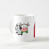 お名前 赤い納屋と農場の動物 子供用マグカップ コーヒーマグカップ (正面左)