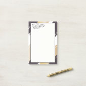 お名前 |金ゴールドと黒のモダンブラシストローク ポストイット (デスク上)