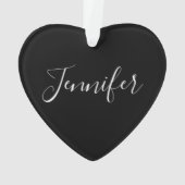 お名前 |黒エレガントの白いスクリプト オーナメント (裏面)