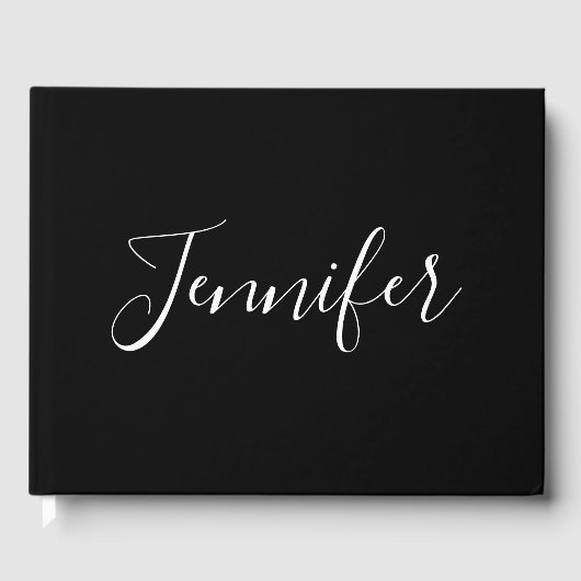 お名前 |黒エレガントの白いスクリプト ゲストブック (正面)