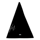 お名前 |黒エレガントの白いスクリプト パーティーハット (右)