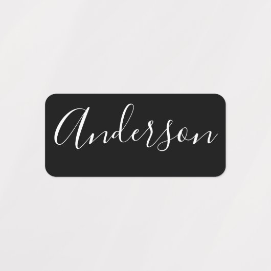 お名前 |黒エレガント衣の白い文字 ラベル (デザイン1)