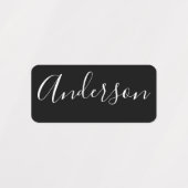 お名前 |黒エレガント衣の白い文字 ラベル (デザイン2)