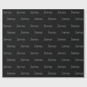 お名前 |黒モダンの白い書体 ラッピングペーパー (フラット)