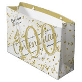お名前 – 100年100年Centerarian金ゴールド/ホワイト ラージペーパーバッグ (裏面アングル)