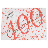 お名前 – 100年Centenarian Coral/White ラージペーパーバッグ (正面)