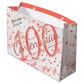 お名前 – 100年Centenarian Coral/White ラージペーパーバッグ (裏面アングル)
