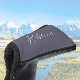 お名前 | Lavenderエレガント Script on Hazy Purple ゴルフヘッドカバー