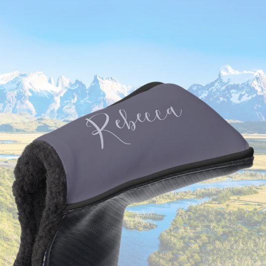 お名前 | Lavenderエレガント Script on Hazy Purple ゴルフヘッドカバー