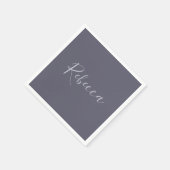 お名前 | Lavenderエレガント Script on Hazy Purple スタンダードカクテルナプキン (角)