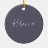 お名前 | Lavenderエレガント Script on Hazy Purple セラミックオーナメント (正面)
