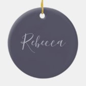お名前 | Lavenderエレガント Script on Hazy Purple セラミックオーナメント (裏面)
