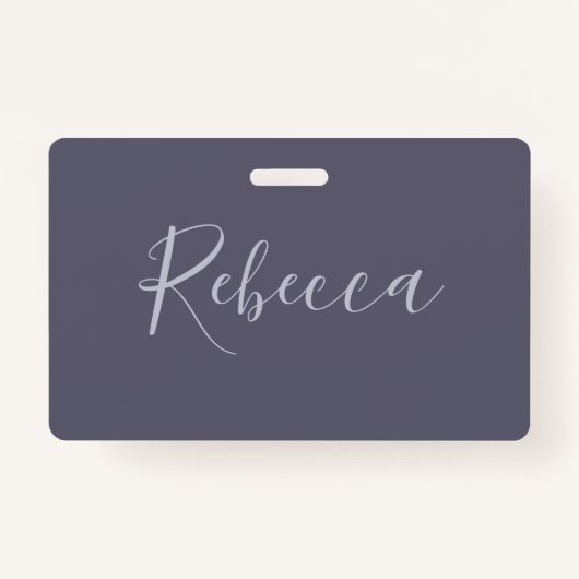 お名前 | Lavenderエレガント Script on Hazy Purple バッジ (正面)