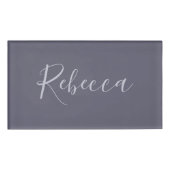 お名前 | Lavenderエレガント Script on Hazy Purple 名札 (正面)