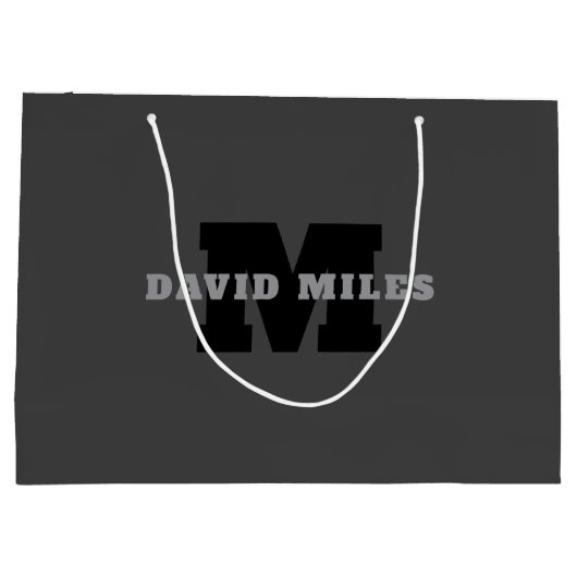 お名前 or 企業名 | 現代的な男性的なグレー ラージペーパーバッグ (裏面)