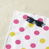 お名前 – Summer Blue and Yellow水玉模様 ビーチタオル (インサイチュ)