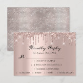 お呼ばれ ローズ ウェディング グリッター ブライダル シャワー ドリップス 出欠カード (正面/裏面)