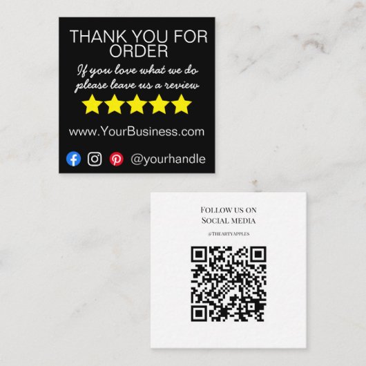 お問い合わせありがとうございますカードの梱包モダンを挿入 スクエア名刺 (正面/裏面)