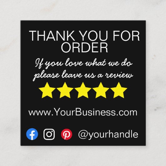 お問い合わせありがとうございますカードの梱包モダンを挿入 スクエア名刺 (正面)