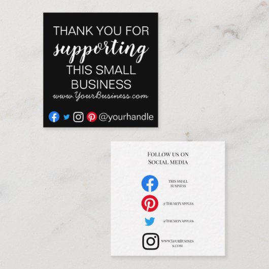 お問い合わせありがとうございますカードの梱包モダンを挿入 スクエア名刺 (正面/裏面)