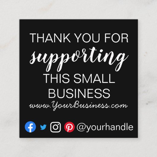 お問い合わせありがとうございますカードの梱包モダンを挿入 スクエア名刺 (正面)