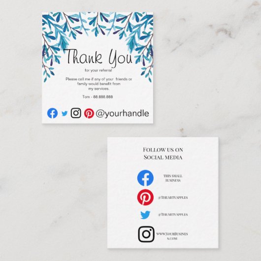 お問い合わせの名刺をお送りいただきありがとうございます スクエア名刺 (正面/裏面)