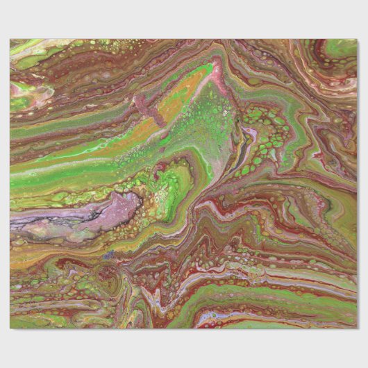 お問い合わせ1 ワイルド グリーン マルーン ラッピングペーパー (フラット)