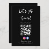 お問い合わせ Instagram Facebook QRコード 黒 招待状 (正面/裏面)