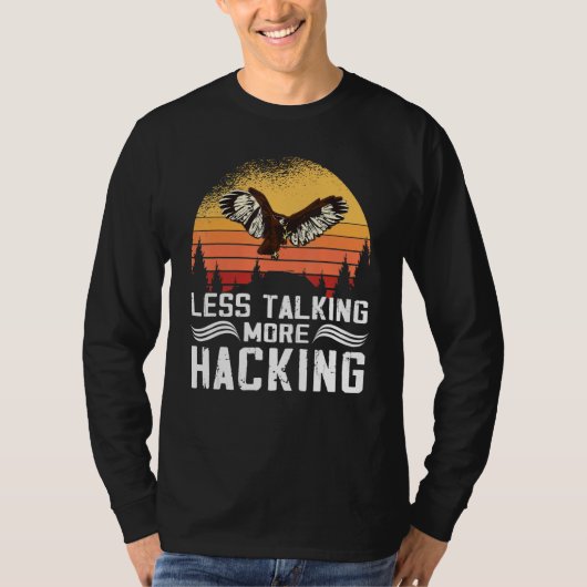 お喋りはほどほどにハッキング サンセット ファルコナー 鳥猟 Tシャツ (正面)