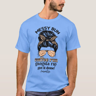 お団子ヘアでコーヒーランギャングスターラップレトロ Tシャツ