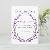 お国 優雅 上品 パープル 花柄 Save the Date I 招待状 (スタンド正面)